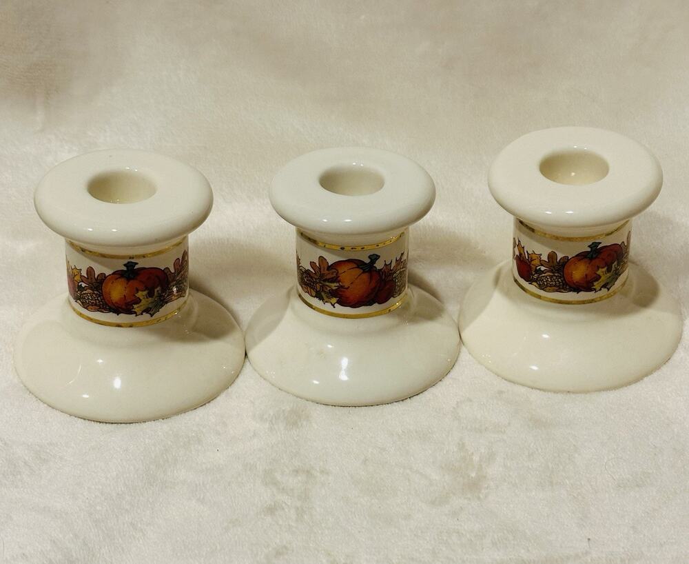 American Greetings Fall/Holiday White Taper Candle Holder Set Of 3 Festive